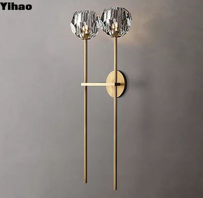 acheter Lampes de lit hexagonales en verre transparent K9 montées sur le mur Finition au nickel poli fabrication en ligne