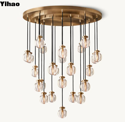acheter 110-220V Chandelier de cristal plafond lumière perle rond Chandelier fabrication en ligne