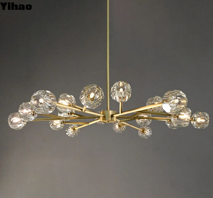 acheter Chandelier rond de luxe moderne de style cristallin avec monture en laiton D 153cm fabrication en ligne