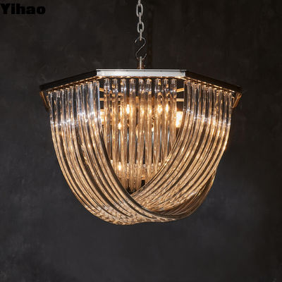 acheter Pendant en verre croisé plafond en cristal monté lustre avec finition en laiton fabrication en ligne