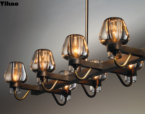 acheter Lustre linéaire en cristal de fer et de cuivre de forme allongée pour villas et hôtels fabrication en ligne