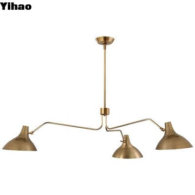 acheter YH Industrial Vintage Copper Brass Crystal Chandelier avec lumière LED blanche chaude 3500K et hauteur réglable pour la cuisine fabrication en ligne