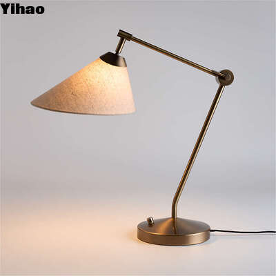 acheter Antique lampe de table en laiton brûlé avec teinte de lin naturel et conception en forme de tambour pour salon intérieur fabrication en ligne