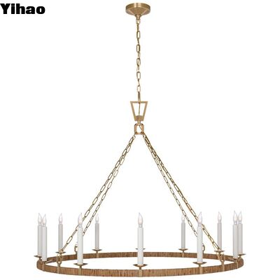 acheter Corps en laiton hauteur réglable ombre de cristal LED pendentif lampadaire pour hauts plafonds fabrication en ligne