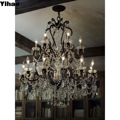 acheter Conception personnalisée luxe de l'ombre de cristal pendentif lampadaire avec 50000 heures de durée de vie pour l'éclairage de la villa fabrication en ligne