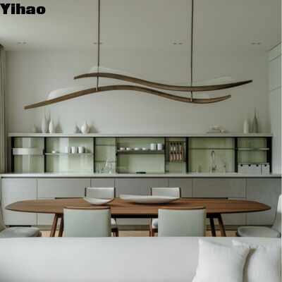 acheter Chandelier en laiton avec 3500K chaud blanc LED pendant lumière pour la salle à manger haut plafond fabrication en ligne