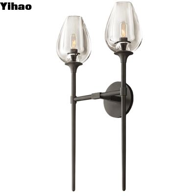 acheter Lampe murale en laiton massif vintage Yihao avec ombre cristalline de verre et éclairage blanc chaud 2700K fabrication en ligne