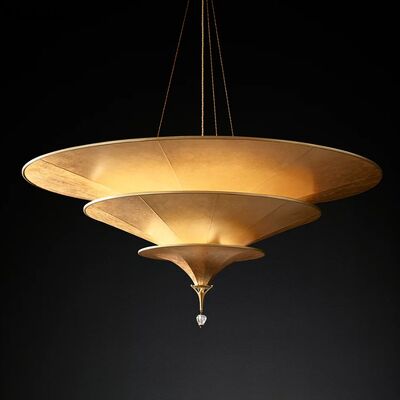 acheter Chandelier à l' éclairage en cuivre LED personnalisé avec conception vintage atténuée pour haut plafond fabrication en ligne