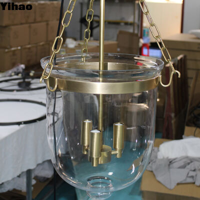 acheter Yihao Factory Direct Brass Frame Crystal Shade Pendant Light avec 3500K LED blanc chaud pour l'hôtel et le salon fabrication en ligne