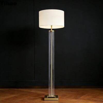 acheter Lampadaire minimaliste moderne avec base en laiton, colonne en verre cristallin et hauteur réglable fabrication en ligne