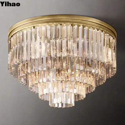 E12 / Candelabra Art Crystal moderne lampe de plafond en cuivre AC 85V-265V