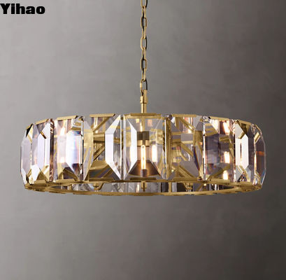 Harlow Crystal Round Chandelier 43' en laiton RH Crystal Chandelier avec une lampe vers le haut