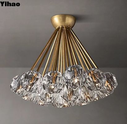 Lumières de plafond de luxe en verre K9 transparent Finition au nickel poli