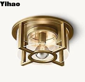 Lumières de plafond de luxe à glaçage et à finition en laiton