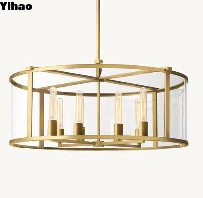 Éclairage du lustre du foyer à LED contemporain en laiton en verre avec ampoule de 60 watts