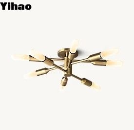 60w Crystal Flush Mount Luxury Ceiling Lights Finition au nickel poli