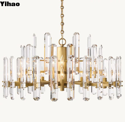 Lumière de plafond en laiton cristallin moderne avec type ampoule incandescente