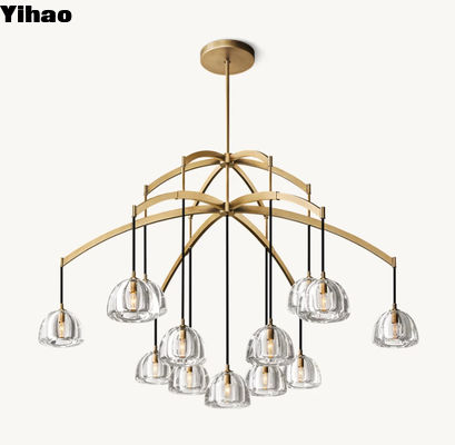 Chandeliers de plafond contemporains en cristal de laiton poli câblés