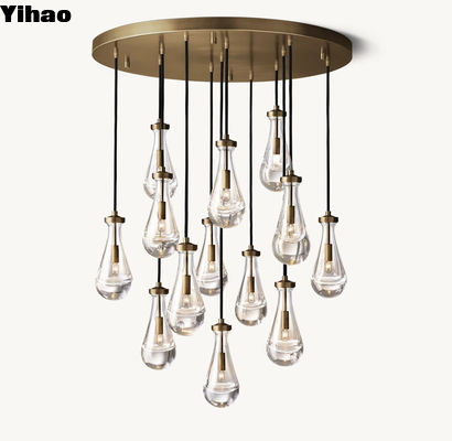 E12 / Chandelier de plafond en laiton de chandelier rond à goutte de pluie de 36'