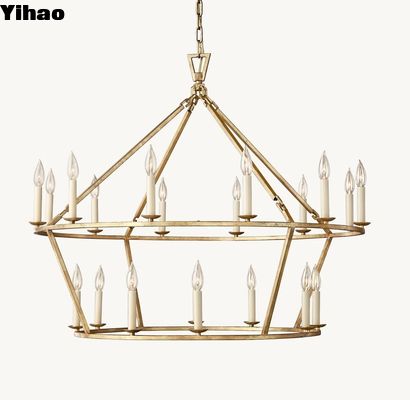 Chandelier en laiton sur mesure avec direction vers le bas de la coupe de lampe et type d'ampoule de chandelier