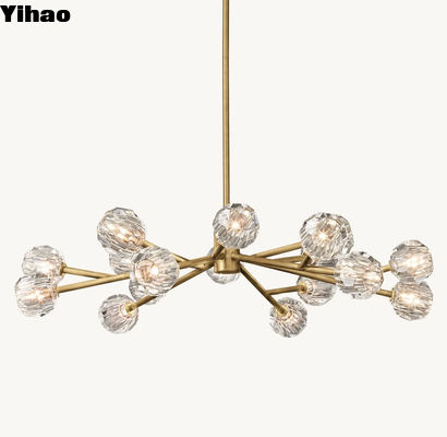 Lustre rond en verre clair en laque bronzée brûlée avec assemblage requis