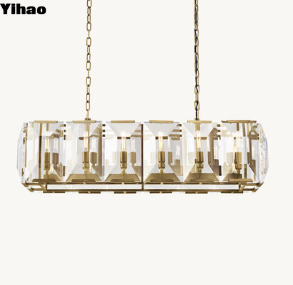 Restaurant de luxe Lustre de cristal Harlow Lustre de cristal rectangulaire 42