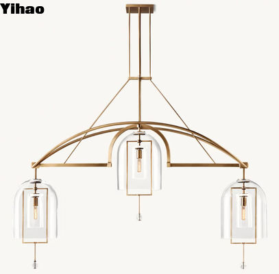 Chandelier en laiton linéaire de style américain avec finition en laiton vintage 48,2 kg
