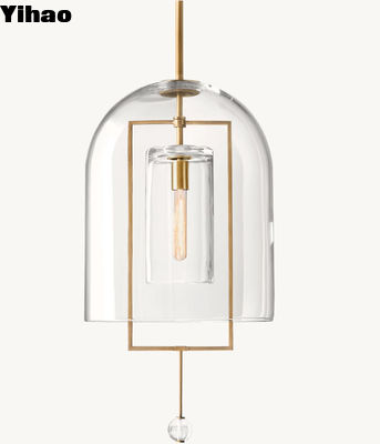 Pendant Fulcrum Lustreur de cuivre de cristal 14,5 kg Finition en laiton vintage sur mesure