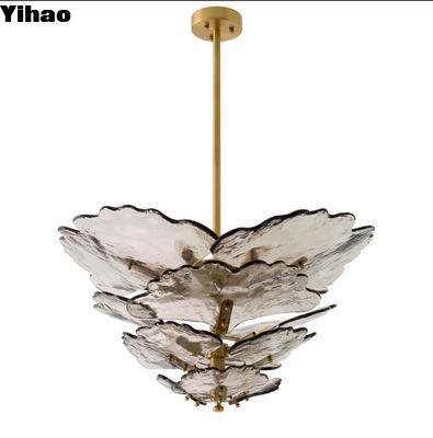 Chandelier de cristal de cuivre moderne de luxe pour salle à manger décoration de plafond intérieur