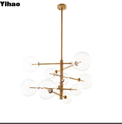 Chandelier à billes de verre moderne de luxe Translucide Plafond décoratif intérieur LED Chandelier moderne