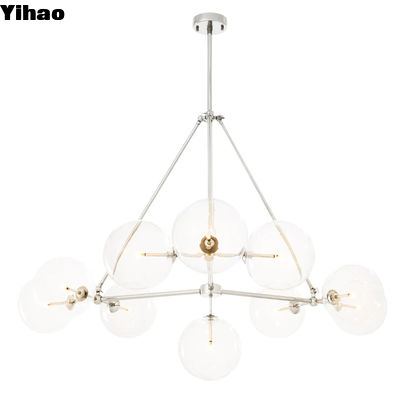 Chandelier à billes de verre moderne de luxe, plafond LED Chandelier moderne pour salon