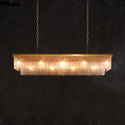 Plafond monté Lustre en cristal intérieur avec écorce Pendentif rectangulaire Dimension 124cm/49