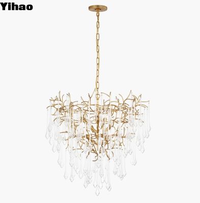 JN 5220 Rayne 31 pouces lustre avec finition en fer doré de verre transparent