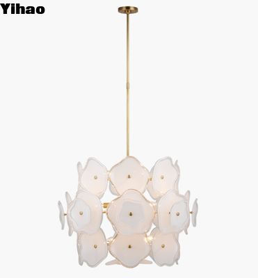 KS 5067 Leighton Grand chandelier à tonneau en laiton souple nickel poli avec teinte rouge/crème