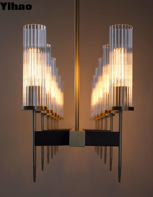 LUSTRE CONTEMPORAIN ALOUETTE en laiton et cuivre, hauteur réglable, culot E12