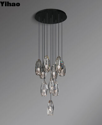 Chandelier en laiton Yihao 60W avec hauteur réglable et durée de vie de 50000 heures pour l'éclairage intérieur moderne