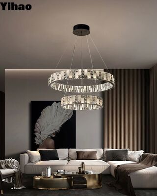 Yihao luxe réglable de hauteur K9 lustre de cristal pour le salon de villa de luxe moderne