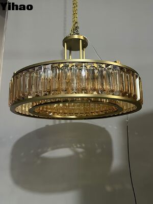 Moderne de luxe corps en laiton K9 ombre cristalline 3500K chaud chandelier blanc Pendant lumière