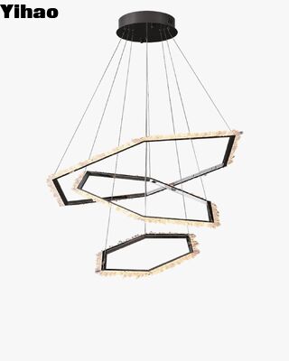 Lustre à l'ombre de cristal réglable en hauteur avec 3500K de lumière blanche chaude pour les intérieurs modernes