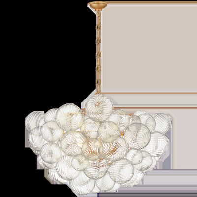 Lampe de plafond à LED de style américain antique Yihao Lustre en cristal en laiton avec 3500K de laiton blanc chaud et verre